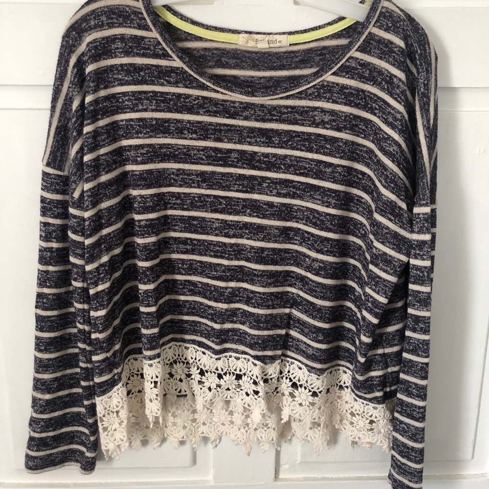 SALE: Rewind Stripe & Lacy Top